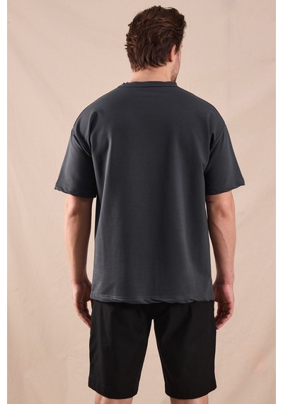 Tonny Black Rahat Kalıp Oversize Kesim T-shirt Erkek Füme T-shirt Tbtshrt020