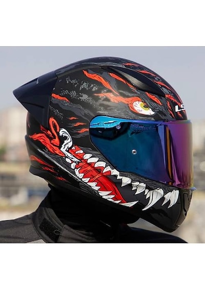Ls2 Rapıd 2 Race Kaıju Fullface Motosiklet Kaskı Gökkuşağı Camlı Siyah