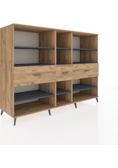 Kronos Dolap 9 Raflı 3 Çekmeceli 220x59x163 Çam-antrasit/çam Çam-antrasit/çam Kronos Dolap 9 Raflı 3 Çekmeceli 220x59x163 Çam-antrasit/çam Çam-antrasit/çam
