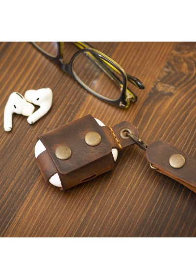 Apple Uyumlu AirPods Pro Deri Kılıf - El Yapımı & Gerçek Deri - Camel