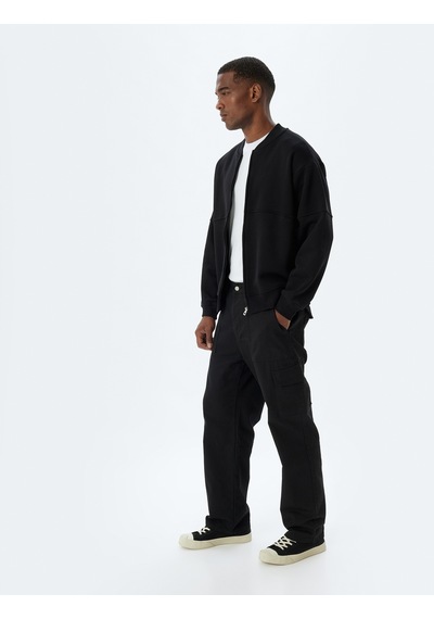 Koton Oversize Hırka Fermuarlı Basic Dikiş Detaylı Şardonlu Pamuk Karışımlı Siyah 5wam70162mk Siyah Koton Oversize Hırka Fermuarlı Basic Dikiş Detaylı Şardonlu Pamuk Karışımlı Siyah 5wam70162mk Siyah