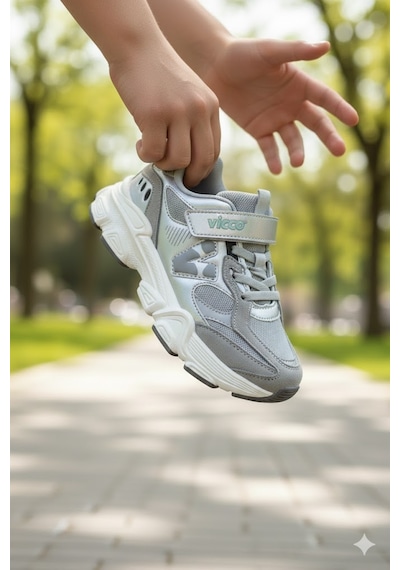 Vicco Wild Phlon Hafif Taban Cırtlı Çocuk Spor Ayakkabı Gri Gri