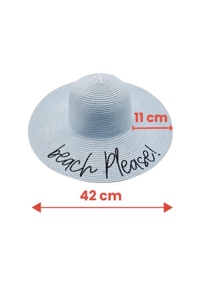 Tezzgelsin Kadın Beach Please Nakış İşlemeli Hasır Şapka Bebemavi Bebe Mavi