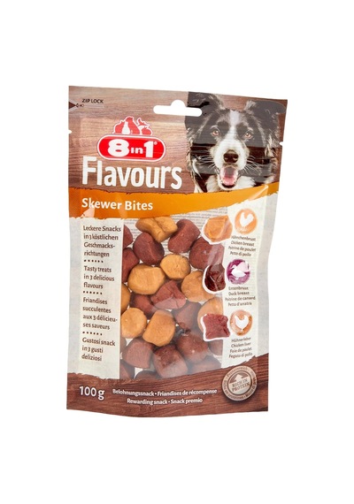 8in1 Flavours Skewer Bites Kuşbaşı Dilimli Çiğneme Köpek Ödülü 100 Gram