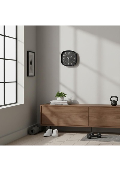 Dekoratif Duvar Saati Kare Çerçeveli & Sessiz Akar Mekanizma 31 Cm Siyah 07430405