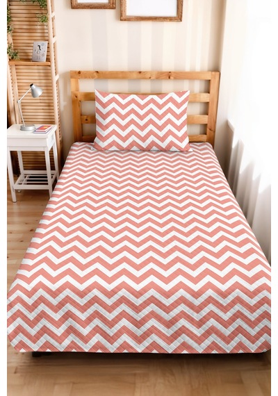 Pembe Zigzag Geometrik Genç Odası Tek Kişilik Pike Takımı - Modern 160x220 Cm Kapitone Yatak Örtüsü Ayazlı Sükunet Akışı