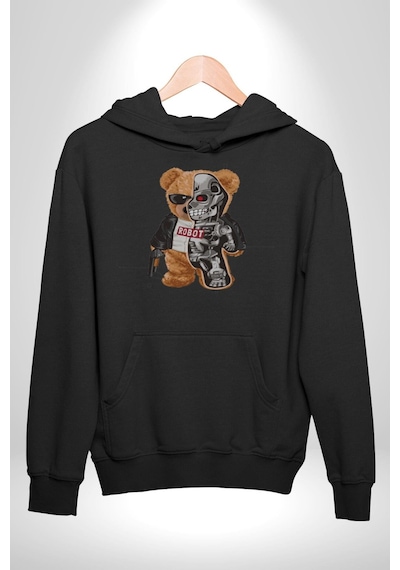 Robot Ayı Güneş Gözlüğü Kadın Erkek Siyah Kapüşonlu Sweatshirt Hoodie Siyah Robot Ayı Güneş Gözlüğü Kadın Erkek Siyah Kapüşonlu Sweatshirt Hoodie Siyah