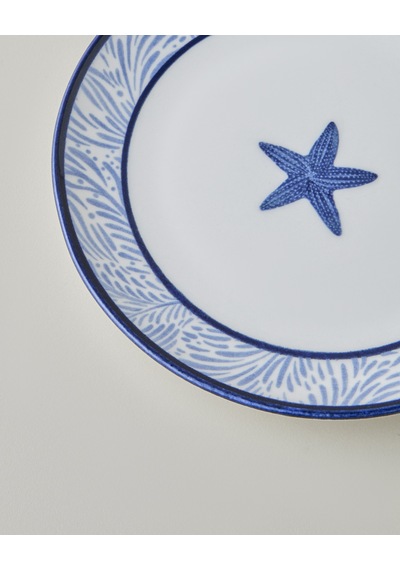 Shellwave Porselen 4'lü Pasta Seti 19 Cm Lacivert-beyaz
