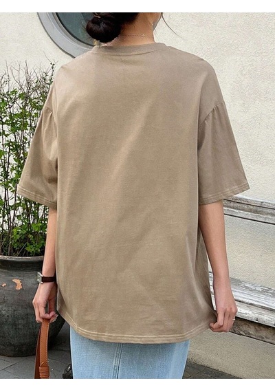 Flood Of Style Kadın Kahverengi Seize The Day Baskılı Oversize T-shirt