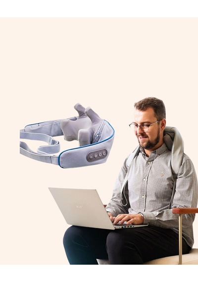 Servikal Rahatlatıcı Kablosuz Masaj Aleti Boyun Omuz Trapezius Ve Sırt İçin 3d Isıtmalı
