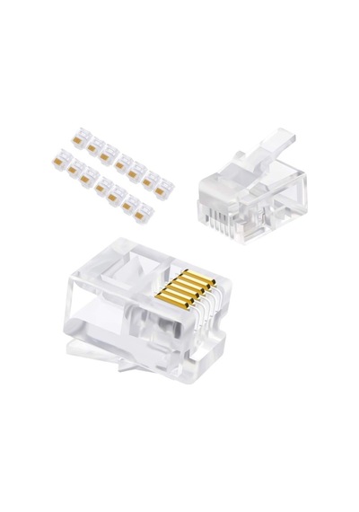 Ayt Telefon Soketi 6p 6c 100 Lük Paket Telefon Kablosu Jack Ucu Soketi