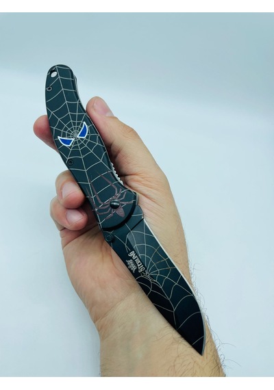 Sterling Siyah Örümcek Desenli Kamp Çakı // 300.t0022 - 20 CM Siyah