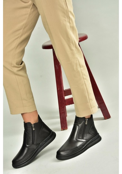 Fox Shoes V555070903 Siyah Hakiki Deri Kadın Bot Siyah-hakiki Deri
