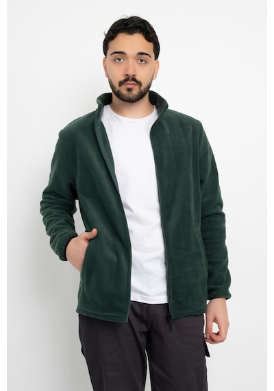 Dasüniforma Unisex Anti-pilling Tüylenme Yapmayan Standart Fit Tam Fermuarlı Soğuk Geçirmez Polar Hırka Yeşil