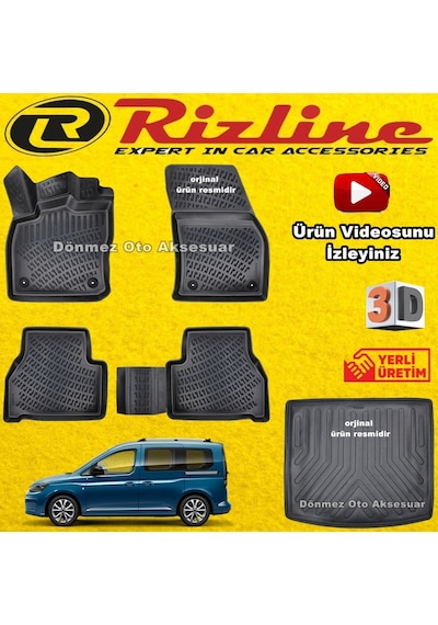 Vw Caddy 3D Paspas+Bagaj Havuzu 2020 Sonrası Set Rizline N11.4242