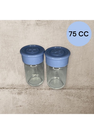 2 Adet Cam Tuzluk Plastik Kapaklı Kutuludur 75cc Diğer