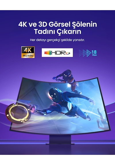 Ugreen 4k 60 Hz Hdmı 2.0 Örgülü Görüntü Aktarma Kablosu 5 Metre, 40103