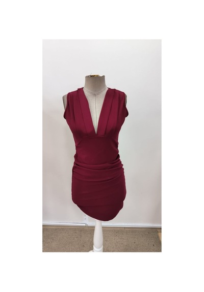 Butik İstanbul Kadın Askılı Kruvaze Yakalı Yandan Pile Detaylı Kısa Ithal Krep Elbise Bordo Butik İstanbul Kadın Askılı Kruvaze Yakalı Yandan Pile Detaylı Kısa Ithal Krep Elbise Bordo