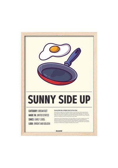 Sunny Side Up Ahşap Çerçeveli Poster, Dekoratif Mutfak Duvar Tablosu