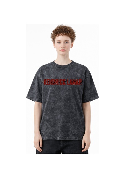 Kendrick Lamar Rapper Şarkıcı Baskılı Unisex Oversize Eskitme Yık Siyah