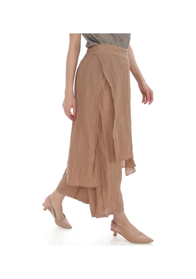 Bohem Stil İtalyan Ham Keten Pantolon Etek-8747 Camel