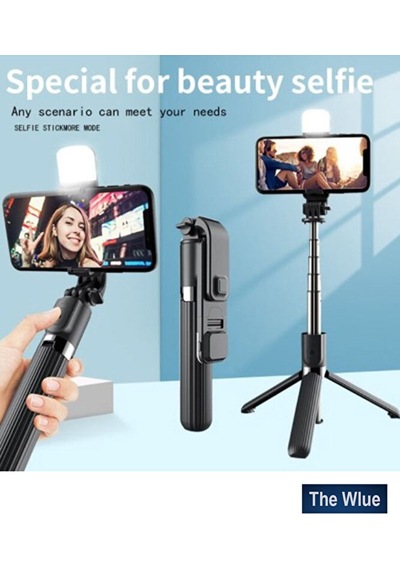 3in1 Bluetooth Kumandalı Ayaklı Led Selfie Çubuğu 100 Cm Kompakt