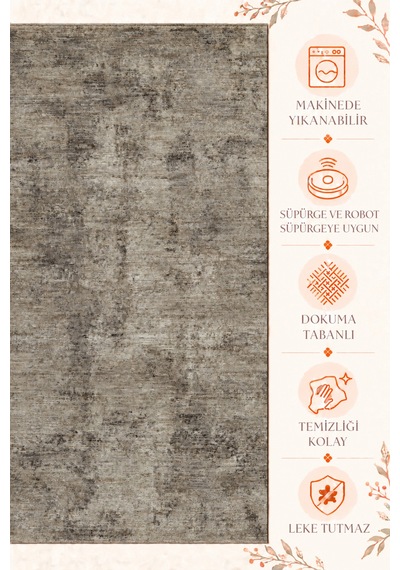 Vivanni Home Ashlynn Polyester Vintage Halı Pamuk Atkı Tabanlı Modern Dokuma Ev Halısı Bej Pelikan