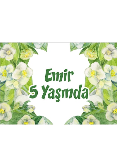 Beyaz Çiçekler Temalı Doğum Günü Afişi - 100x150 Cm