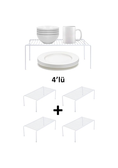 Tel Organizer Dolap Depolama Rafı 22x40cm Beyaz 4 Çok Renkli