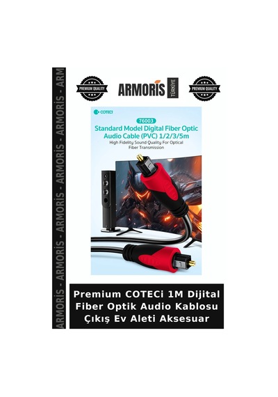 Premium Coteci 1m Dijital Fiber Optik Audio Kablosu Çıkış Ev Aleti Aksesuar