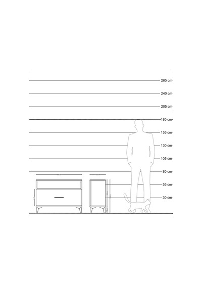 Arges Şifonyer Tek Raflı Tek Çekmeceli 88x30x64 Çam-antrasit Atlas Çam