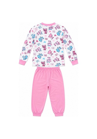 Kız Çocuk Premium Penye Kedi Desenli Uzun Kollu Pijama Takımı 2-11 Yaş - Pembe