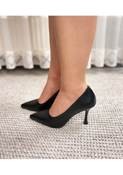 Asmi Shoes Kadın Aden Siyah Cilt İnce Topuklu Stiletto 9 Cm
