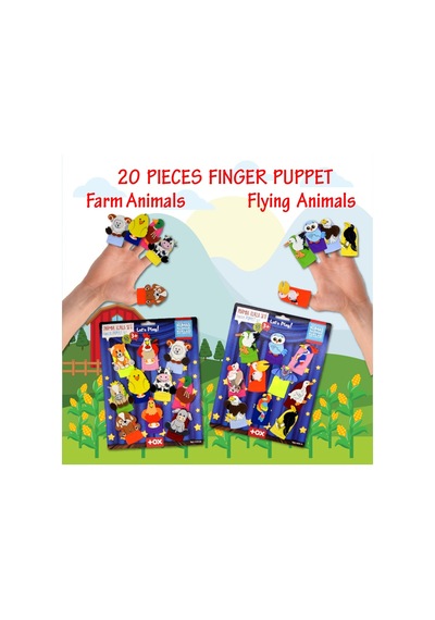 2 Set - 20 Parça Tox Çiftlik ve Uçan Hayvanlar Parmak Kukla T220