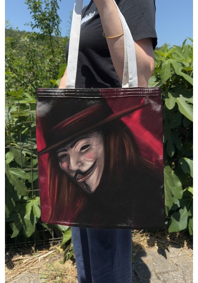 Zipzap V For Vendetta V1 Çift Taraflı Yazlık Kışlık Kanvas Baskı Bez Çanta