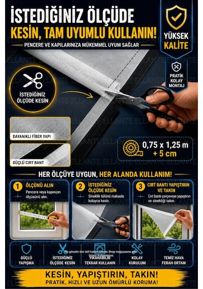 Premium Yapışkanlı Sineklik Seti 75x125 Cm Tek Kanatlı Pencere Kapı Sinekliği Güçlü Yapışma Yıkanabi