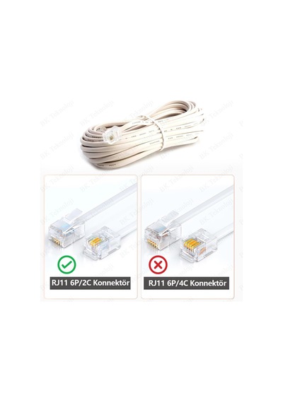 RJ11 6P2C Hazır Telefon Modem Ara Hat Kablosu 5 Metre