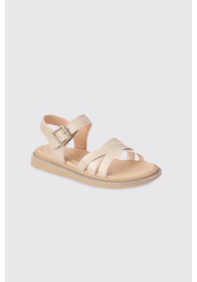 Panço Kız Çocuk Krem Sandalet 2612gk10015