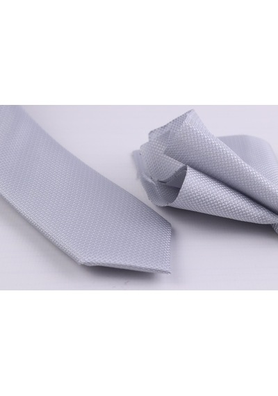 Demfashion Özel Desenli Kravat Mendil Seti - Gri (533048779) Gri