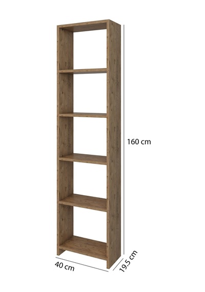 6 Raflı 40 Cm Dekoratif Kitaplık Ceviz Kitaplık Ofis Kitaplığı Dolap Evrak Rafı Ev Rafı Kitap Rafı Ceviz
