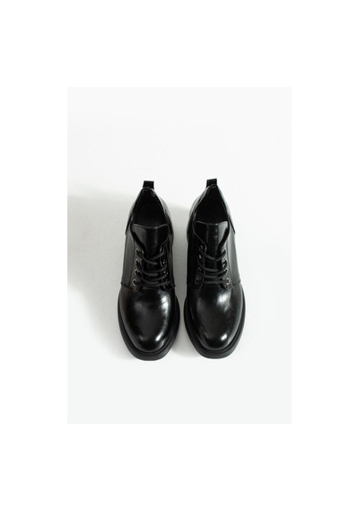 Tivana Kadın Bağcıklı Yüksak Taban Topuklu Ayakkabı Diva - Siyah Siyah