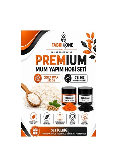 Premium Mum Yapım Hobi Seti - Soya Wax 250 Gr - 2'li Toz Mum Boyası Seti - Turuncu, Siyah Bkfabsw2502ts Karışık