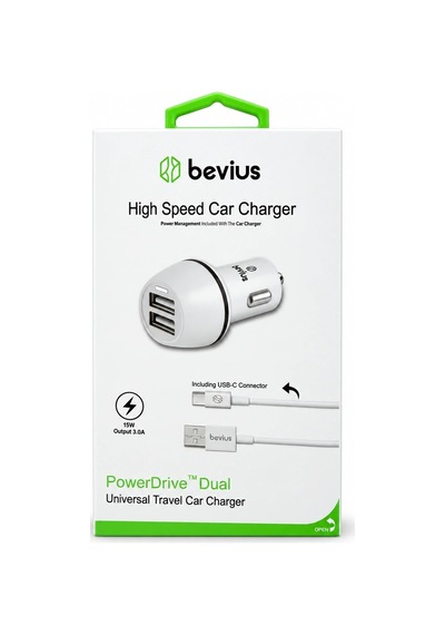 Bezos Type-c Beyaz 15w Çift Usb Kablolu Araç Şarj Cihazı Bvs-au515 Ob Standart
