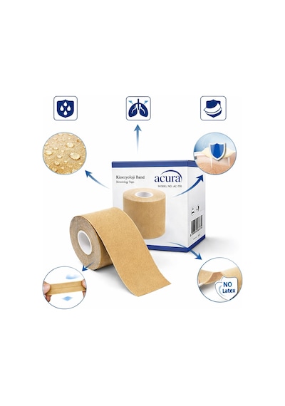 Ac-150 Yüz & Vücut Uyumlu Hipoalerjenik Kinesyo Tape  Bandı 5m X 5cm Bej Renk 1 Beden