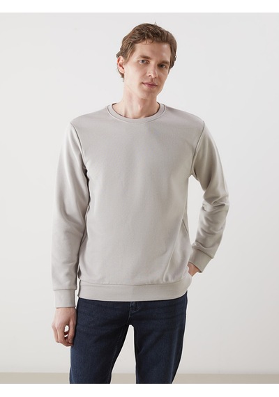 Lcwaıkıkı Basic Gri Bisiklet Yaka Uzun Kollu Erkek Sweatshirt