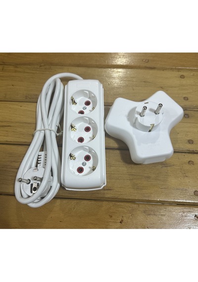Sermer Pazarlama 1 Adet 1.kalite 2 Metre 3 Lü Priz 1 Adet 1.kalite Papatya Golyat Üçlü 2 M