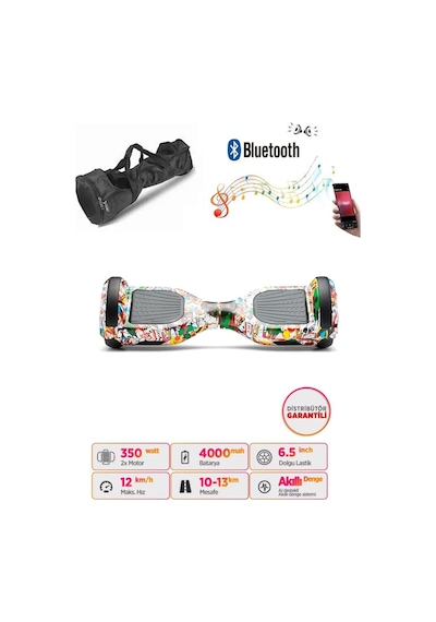 Elektrikli Kaykay Scooter Akıllı Denge Hoverboard + Hoverkart + Çanta Full Ledli Extrem Paket D19