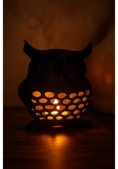 3d Dekoratif Baykuş Mumluk, Tealight Mumluk, Bohem Rustik Ev Dekoru, Hediyelik Romantik Aydınlatma