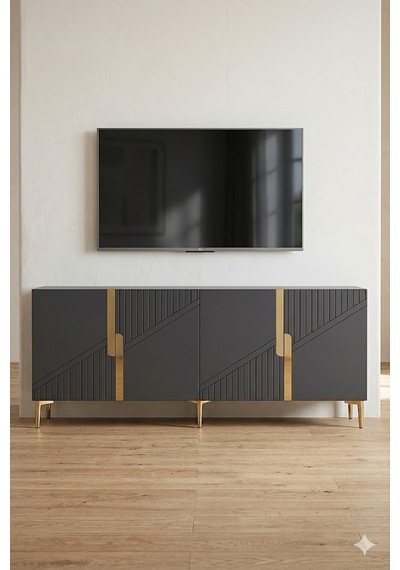 Ka1528ag Evva Konsol Ve Tv Sehpası Antrasit-gold 150cm