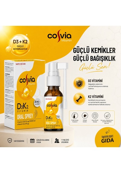 Cosvia Vitamin D3-K2 Menaquinone-7 Oral Sprey 20 ML